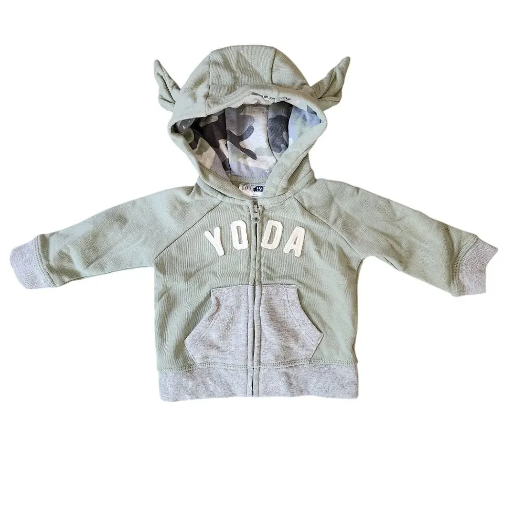 Baby Gap Star Wars Yoda Hoodie Size 3-6 months Desert Sage Green NWOT